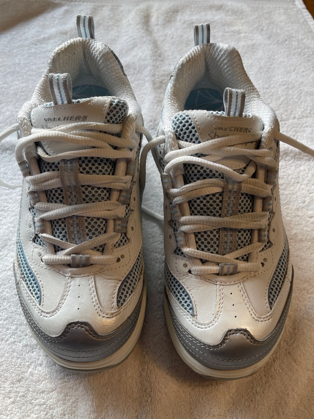 Skechers Shape-Up-Jump Start Walking Sneaker White/Blue/Gray size 6